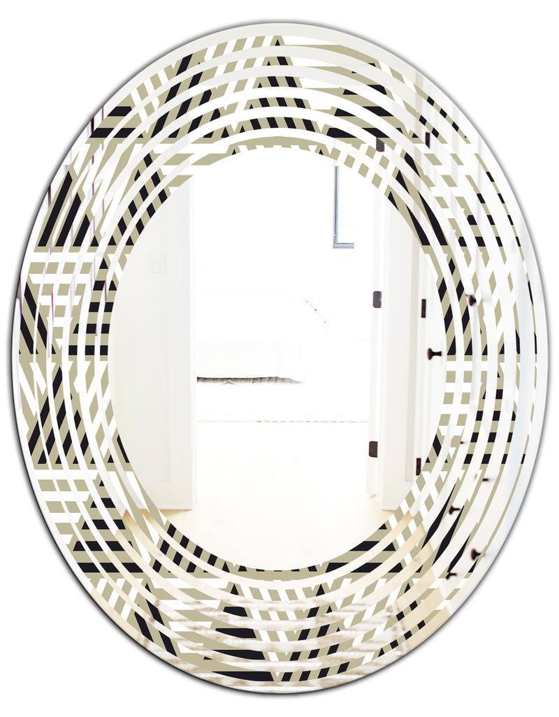 DesignQ Triangular Retro Design VIII - Modern Round Or Oval Wall Mirror - Wave
