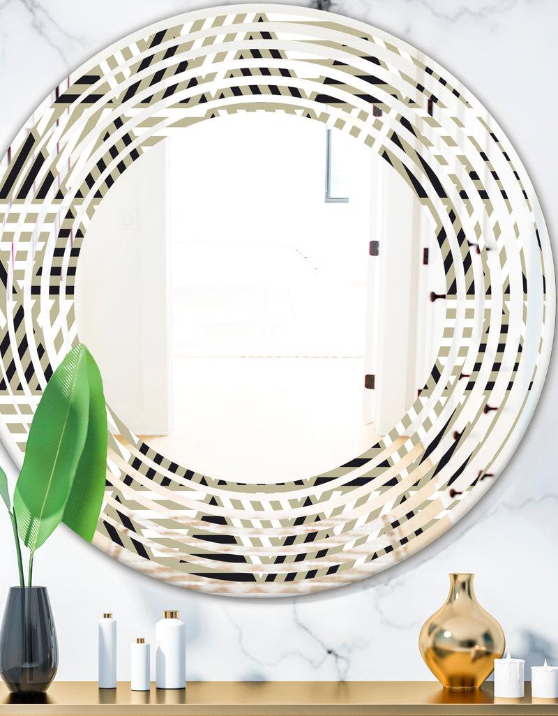 DesignQ Triangular Retro Design VIII - Modern Round or Oval Wall Mirror - Wave