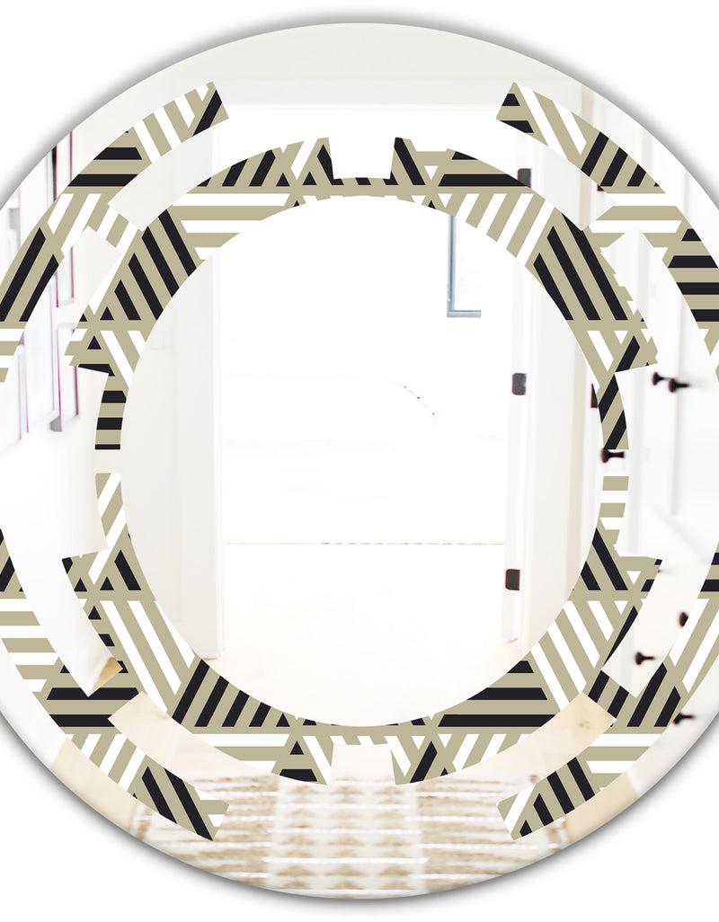 DesignQ Triangular Retro Design VIII - Modern Round Or Oval Wall Mirror - Space