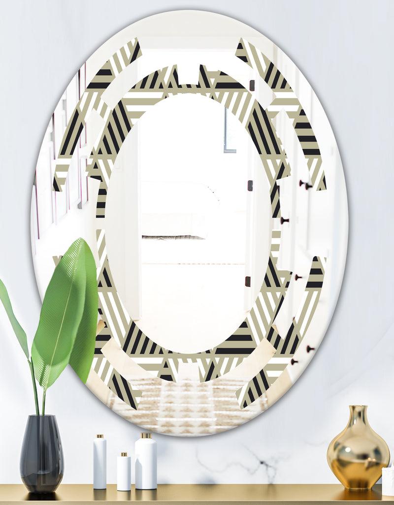 DesignQ Triangular Retro Design VIII - Modern Round Or Oval Wall Mirror - Space