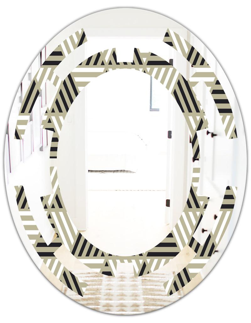 DesignQ Triangular Retro Design VIII - Modern Round Or Oval Wall Mirror - Space
