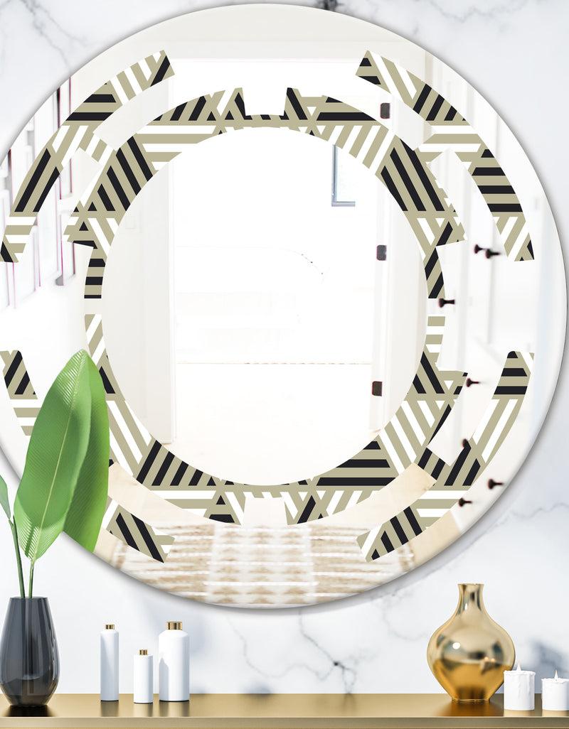 DesignQ Triangular Retro Design VIII - Modern Round or Oval Wall Mirror - Space