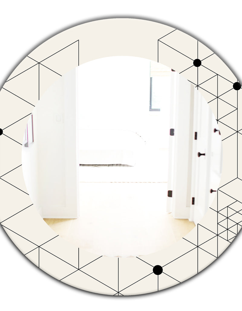 DesignQ Triangular Spacy Spheres 1 - Mid-Century Mirror - Oval Or Round Wall Mirror