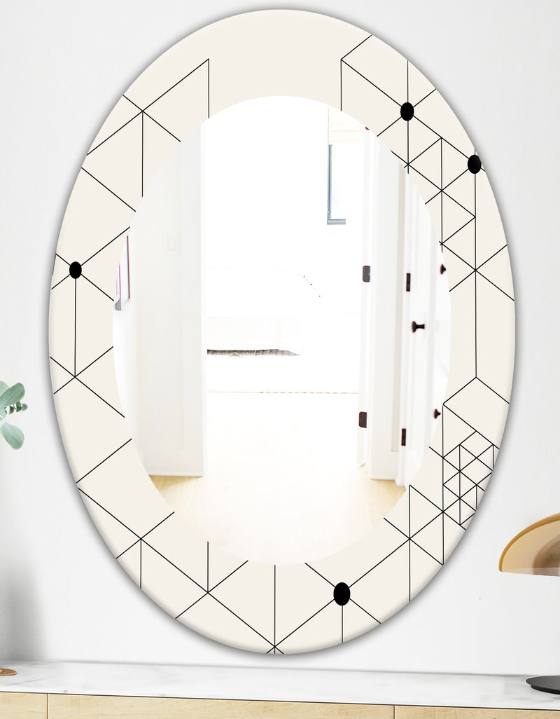 DesignQ Triangular Spacy Spheres 1 - Mid-Century Mirror - Oval Or Round Wall Mirror