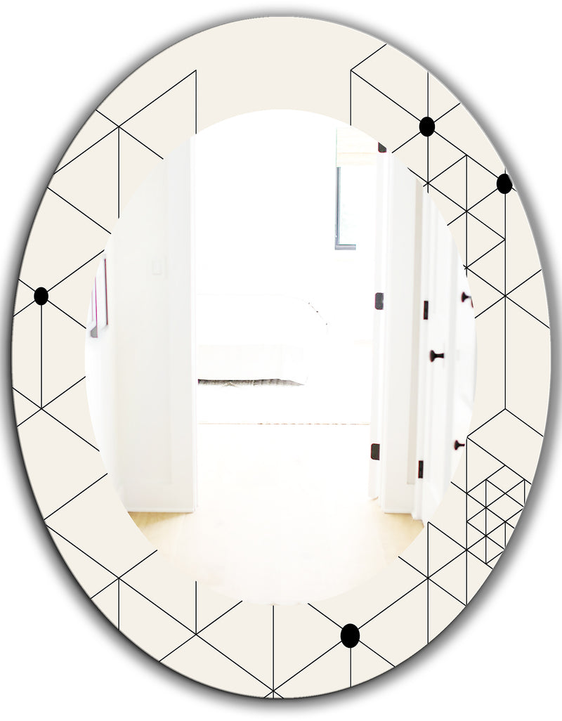 DesignQ Triangular Spacy Spheres 1 - Mid-Century Mirror - Oval Or Round Wall Mirror