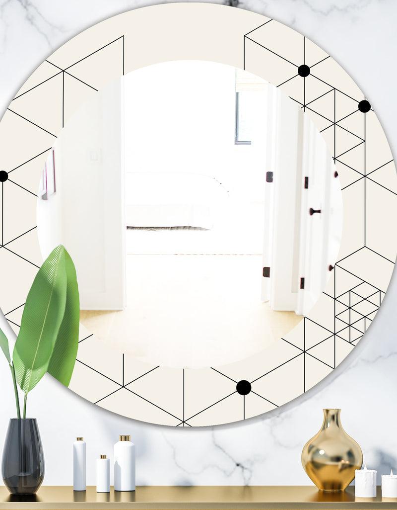DesignQ Triangular Spacy Spheres 1 - Mid-Century Mirror - Oval or Round Wall Mirror