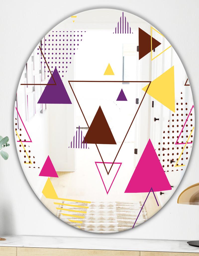 DesignQ Triangular Spacy Spheres 2 - Mid-Century Mirror - Oval Or Round Wall Mirror