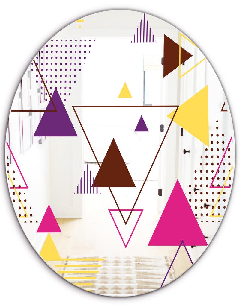 DesignQ Triangular Spacy Spheres 2 - Mid-Century Mirror - Oval Or Round Wall Mirror