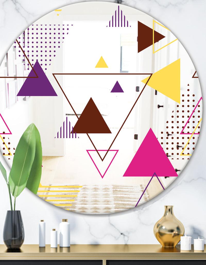 DesignQ Triangular Spacy Spheres 2 - Mid-Century Mirror - Oval or Round Wall Mirror