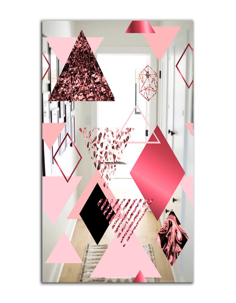 DesignQ Triangular Spacy Spheres 3 - Mid-Century Mirror - Large Wall Mirror