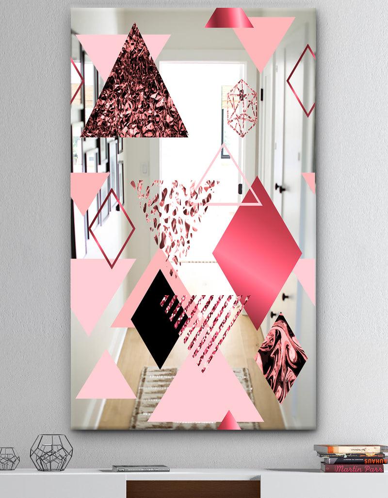 DesignQ Triangular Spacy Spheres 3 - Mid-Century Mirror - Large Wall Mirror