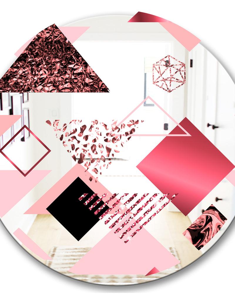 DesignQ Triangular Spacy Spheres 3 - Mid-Century Mirror - Oval Or Round Decorative Mirror