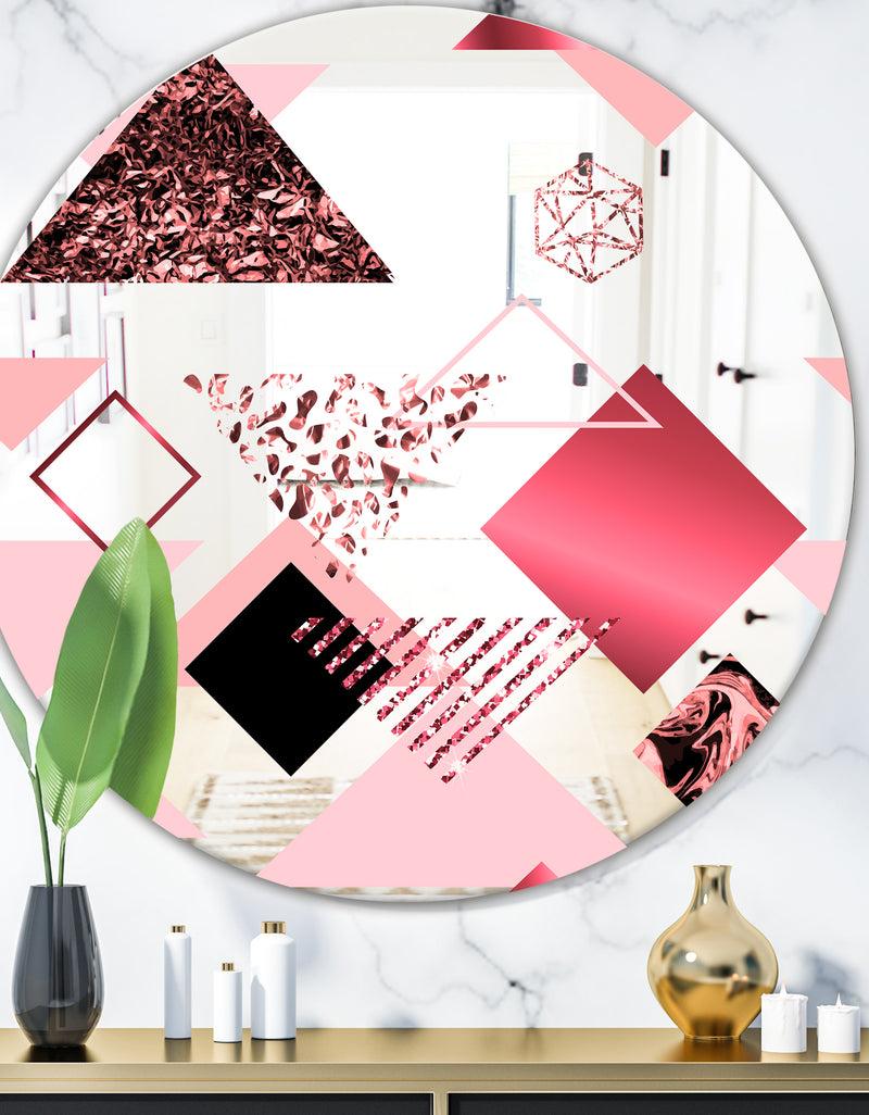 DesignQ Triangular Spacy Spheres 3 - Mid-Century Mirror - Oval or Round Decorative Mirror