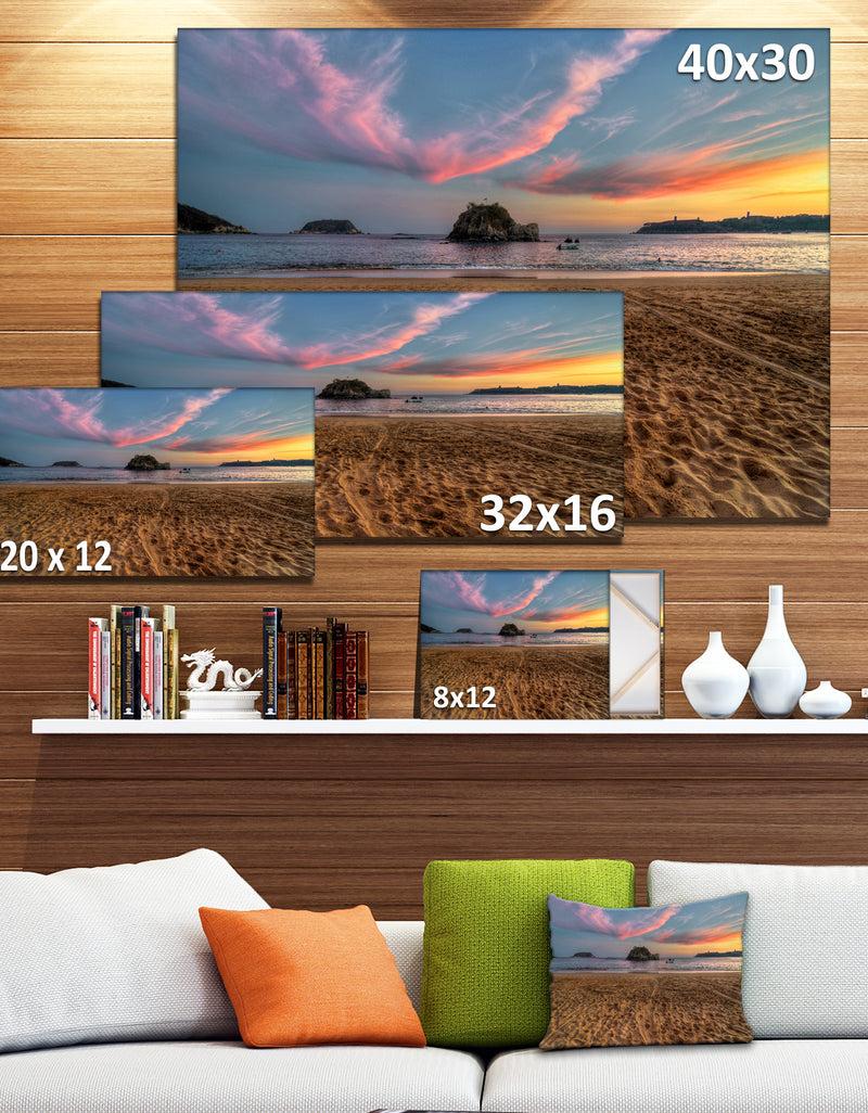 DesignQ Trodden Sand On Beach At Sunset - Seashore Art Print On Canvas