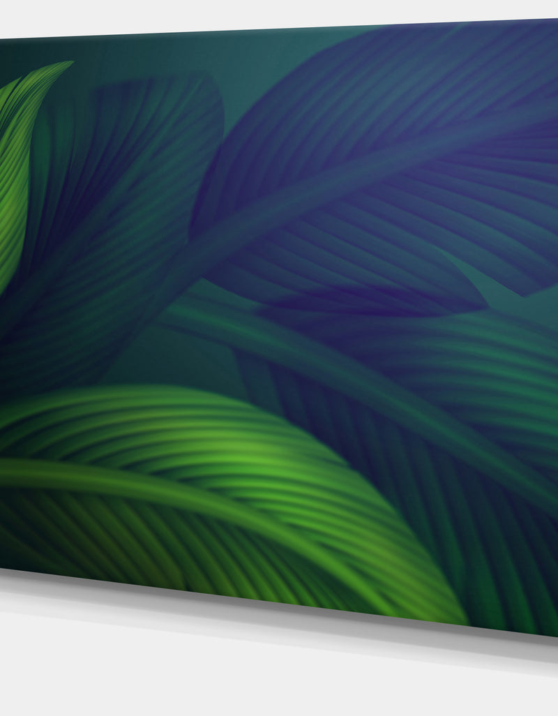 DesignQ Tropic Jungle Leaves Background - Modern Floral Large Canvas Art