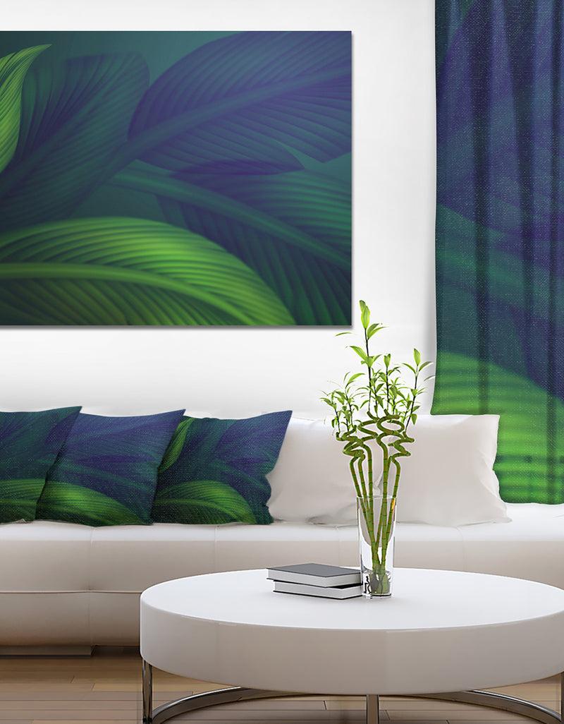 DesignQ Tropic Jungle Leaves Background - Modern Floral Large Canvas Art