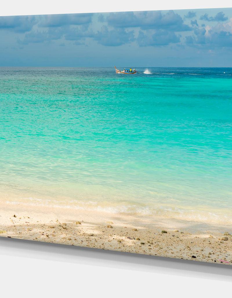 DesignQ Tropical Andaman Sea With Blue Sky - Modern Seascape Canvas Artwork