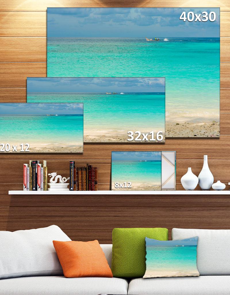 DesignQ Tropical Andaman Sea With Blue Sky - Modern Seascape Canvas Artwork