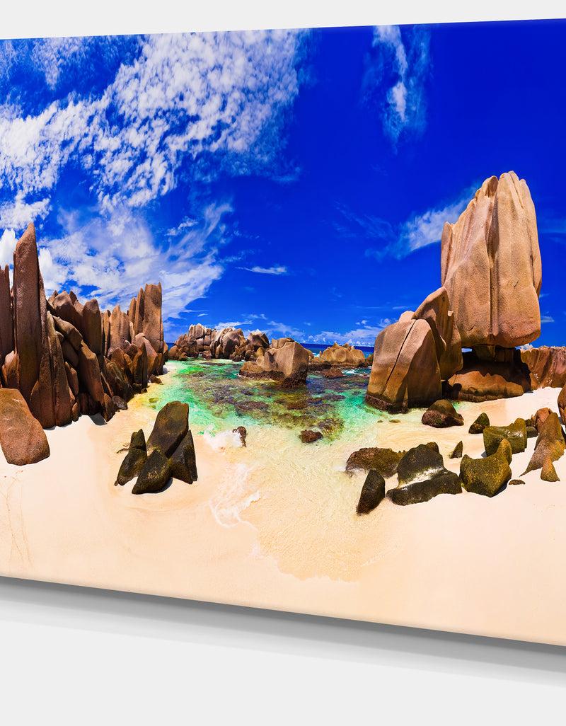 DesignQ Tropical Beach At Seychelles - Landscape Photo Canvas Print