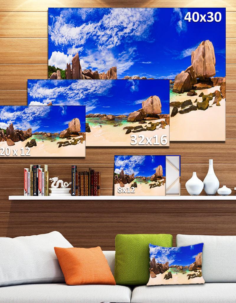 DesignQ Tropical Beach At Seychelles - Landscape Photo Canvas Print