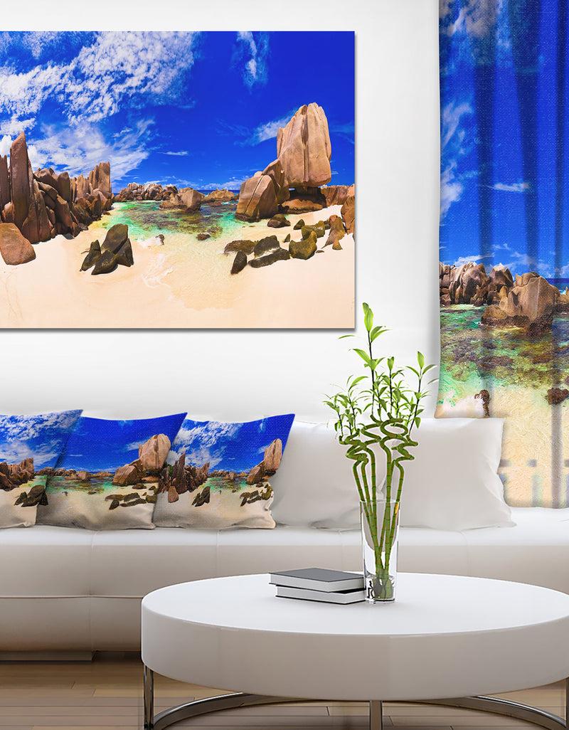 DesignQ Tropical Beach at Seychelles - Landscape Photo Canvas Print