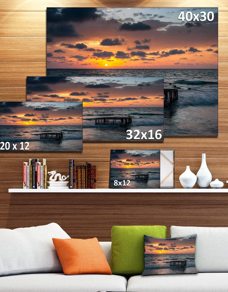 DesignQ Tropical Beach With Empty Cage - Extra Large Seashore Canvas Art