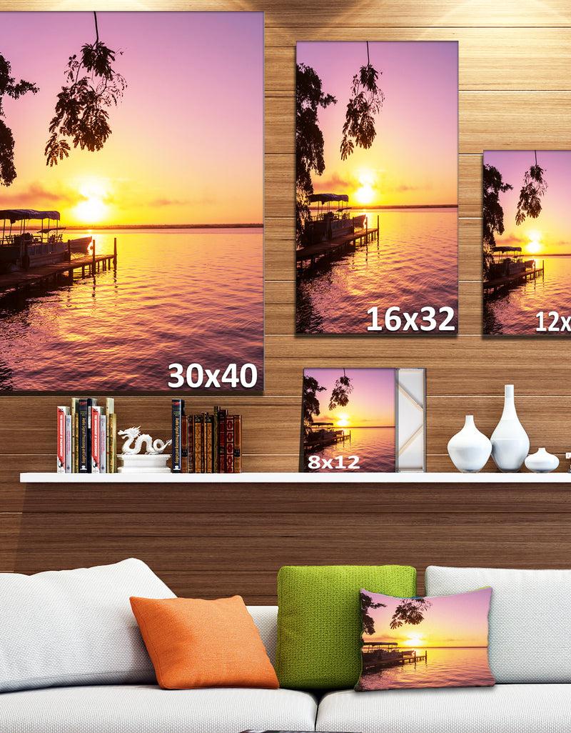 DesignQ Tropical Beach With Fantastic Sunset - Extra Large Landscape Canvas Art