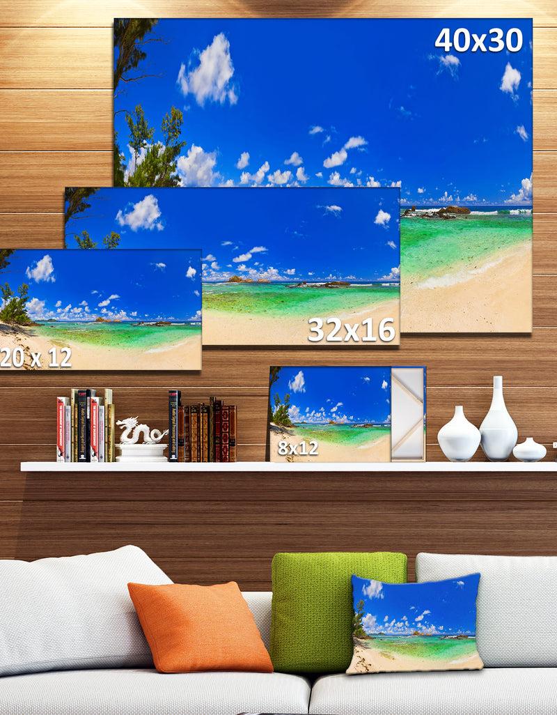 DesignQ Tropical Beach With Green Sea - Landscape Photo Canvas Print