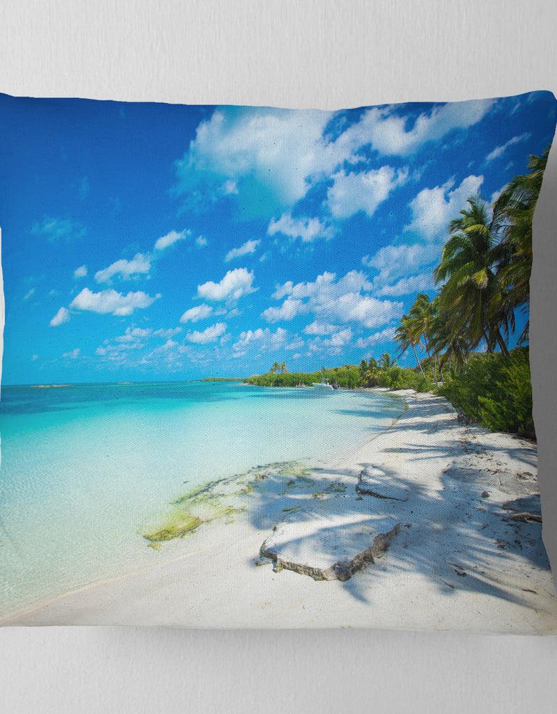 DesignQ Tropical Beach With Palm Shadows - Seashore Throw Pillow