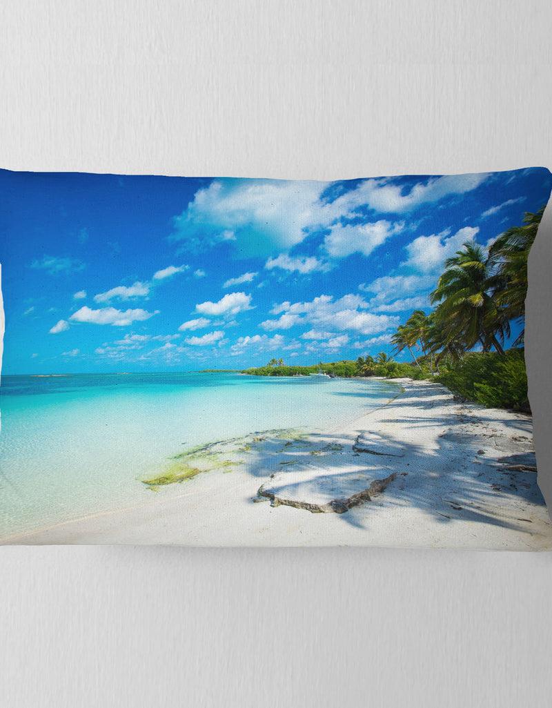 DesignQ Tropical Beach With Palm Shadows - Seashore Throw Pillow