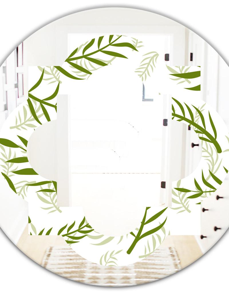 DesignQ Tropical Botanicals I - Modern Round Or Oval Wall Mirror - Quatrefoil