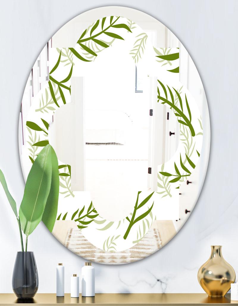DesignQ Tropical Botanicals I - Modern Round Or Oval Wall Mirror - Quatrefoil