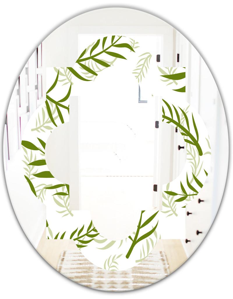 DesignQ Tropical Botanicals I - Modern Round Or Oval Wall Mirror - Quatrefoil
