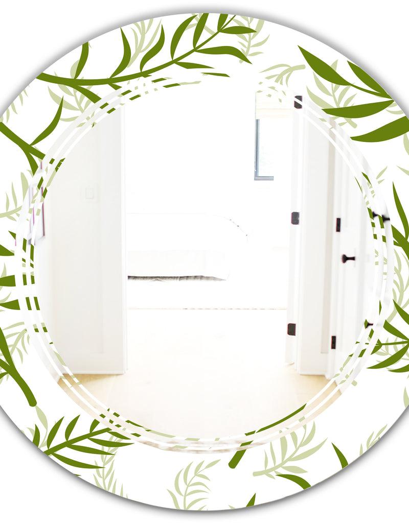 DesignQ Tropical Botanicals I - Modern Round Or Oval Wall Mirror - Triple C