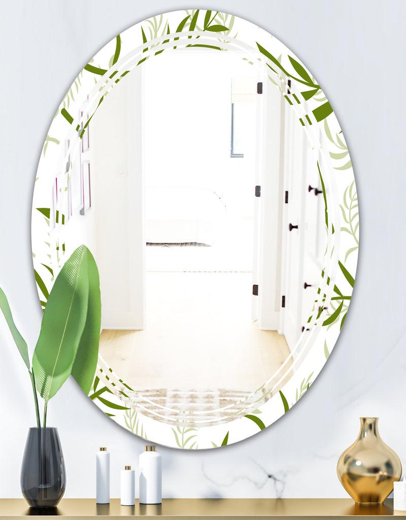 DesignQ Tropical Botanicals I - Modern Round Or Oval Wall Mirror - Triple C