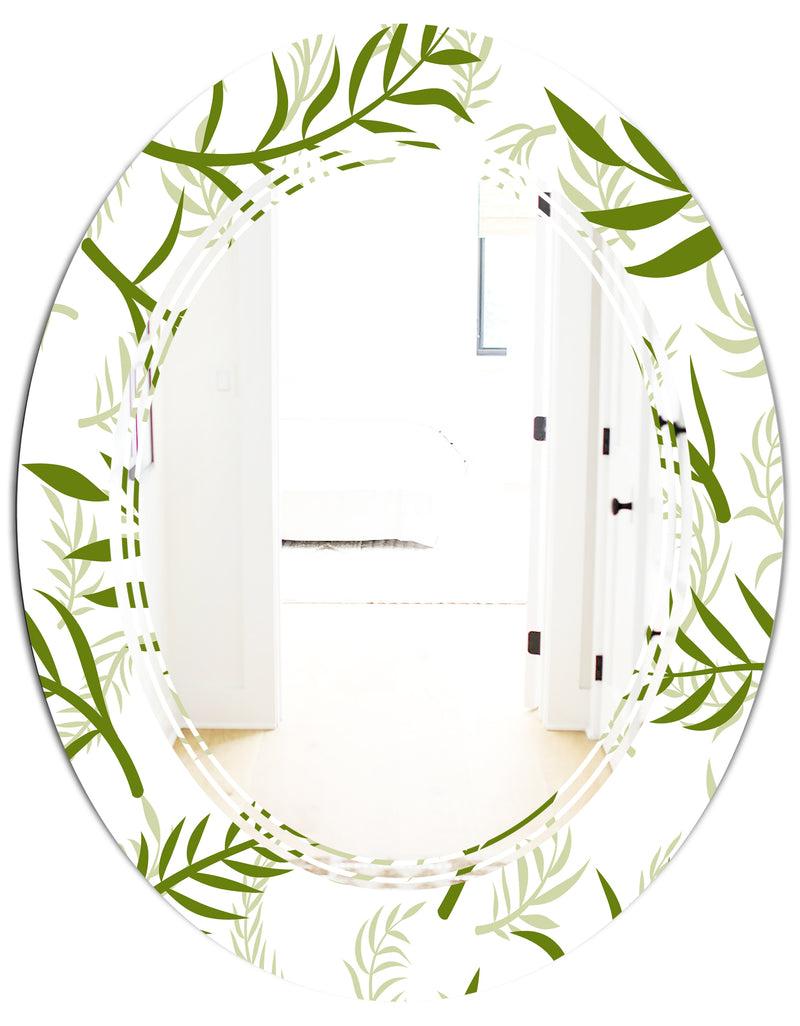 DesignQ Tropical Botanicals I - Modern Round Or Oval Wall Mirror - Triple C