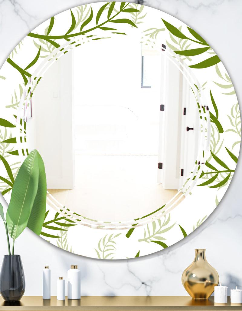 DesignQ Tropical Botanicals I - Modern Round or Oval Wall Mirror - Triple C