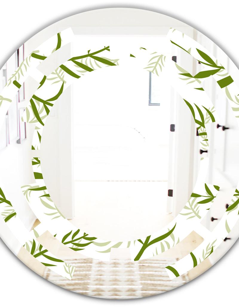 DesignQ Tropical Botanicals I - Modern Round Or Oval Wall Mirror - Space