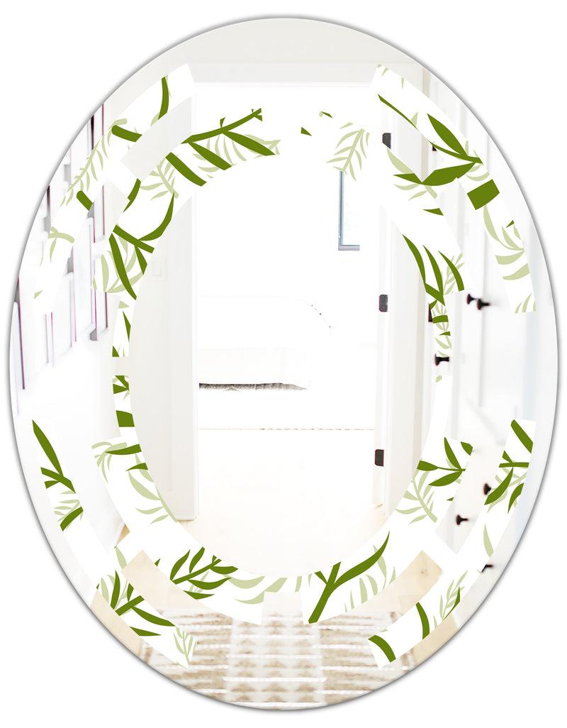 DesignQ Tropical Botanicals I - Modern Round Or Oval Wall Mirror - Space
