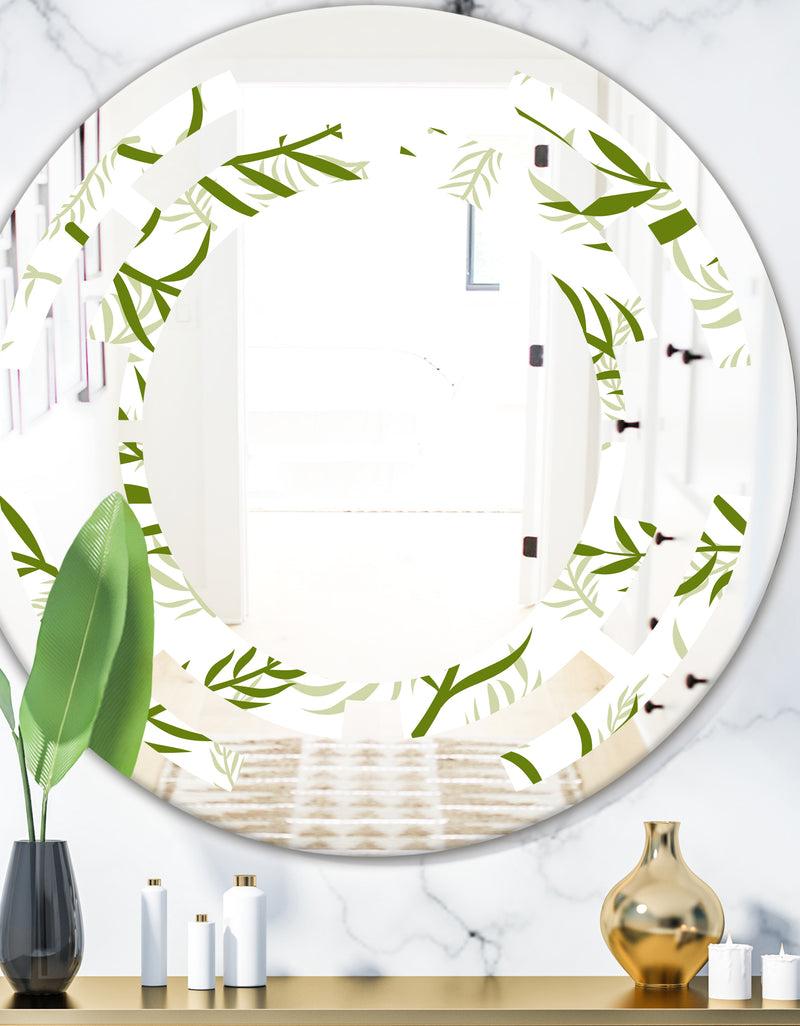 DesignQ Tropical Botanicals I - Modern Round or Oval Wall Mirror - Space
