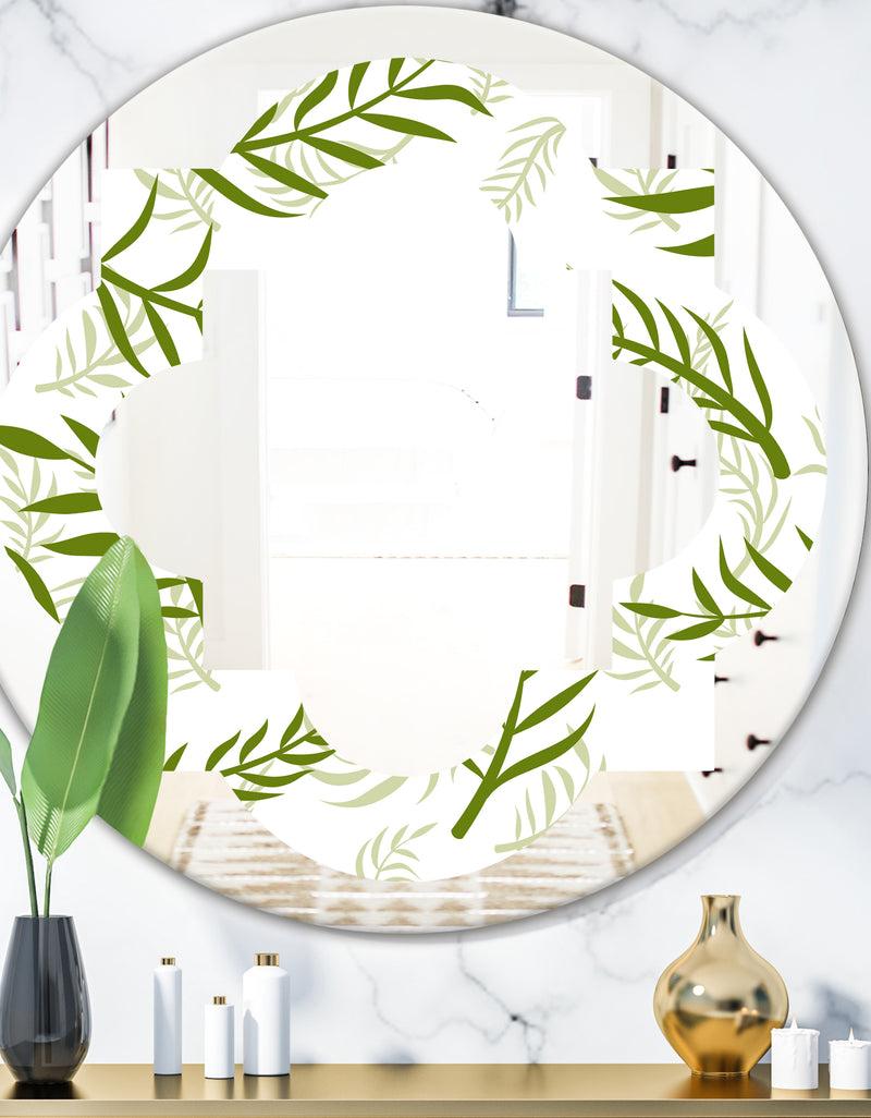 DesignQ Tropical Botanicals I - Modern Round or Oval Wall Mirror - Quatrefoil