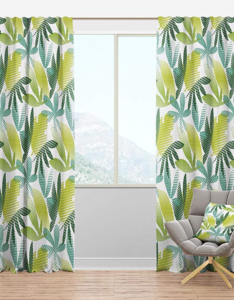 DesignQ Tropical Botanicals III - Mid-Century Modern Curtain Panels