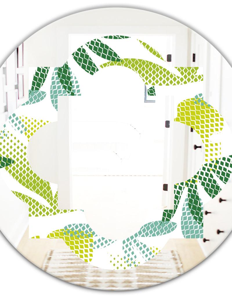 DesignQ Tropical Botanicals III - Modern Round Or Oval Wall Mirror - Quatrefoil
