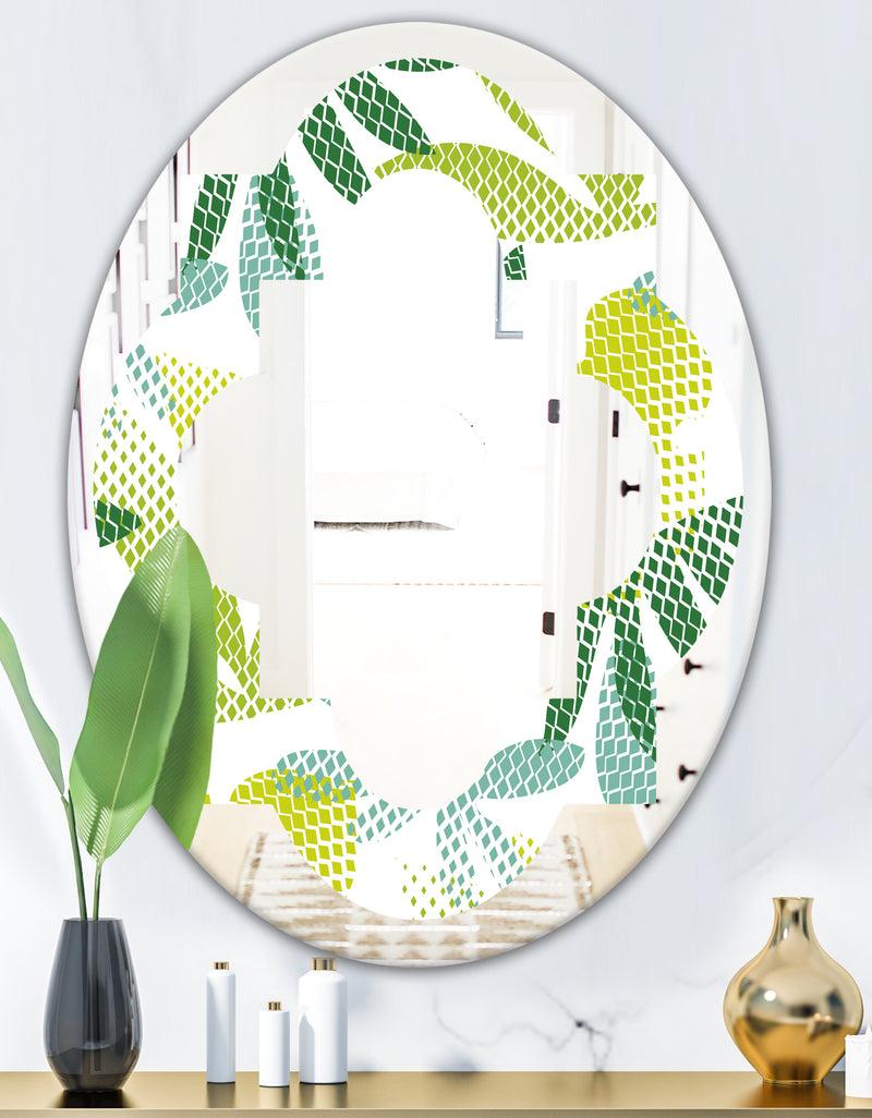 DesignQ Tropical Botanicals III - Modern Round Or Oval Wall Mirror - Quatrefoil