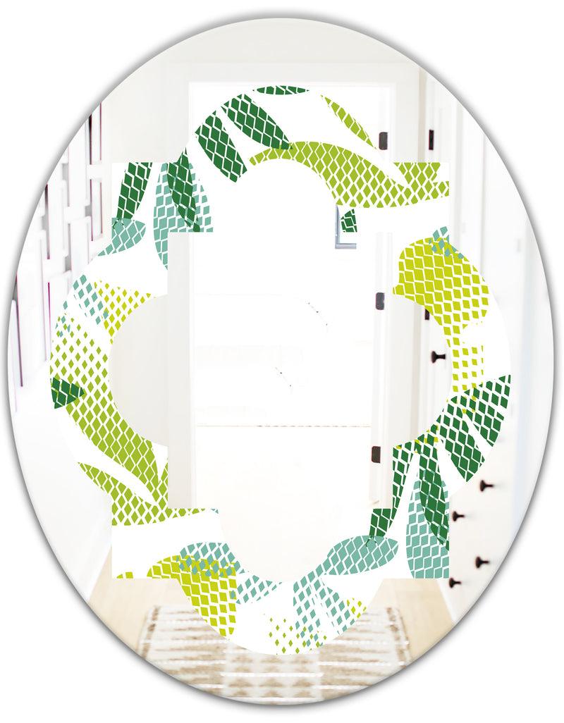 DesignQ Tropical Botanicals III - Modern Round Or Oval Wall Mirror - Quatrefoil