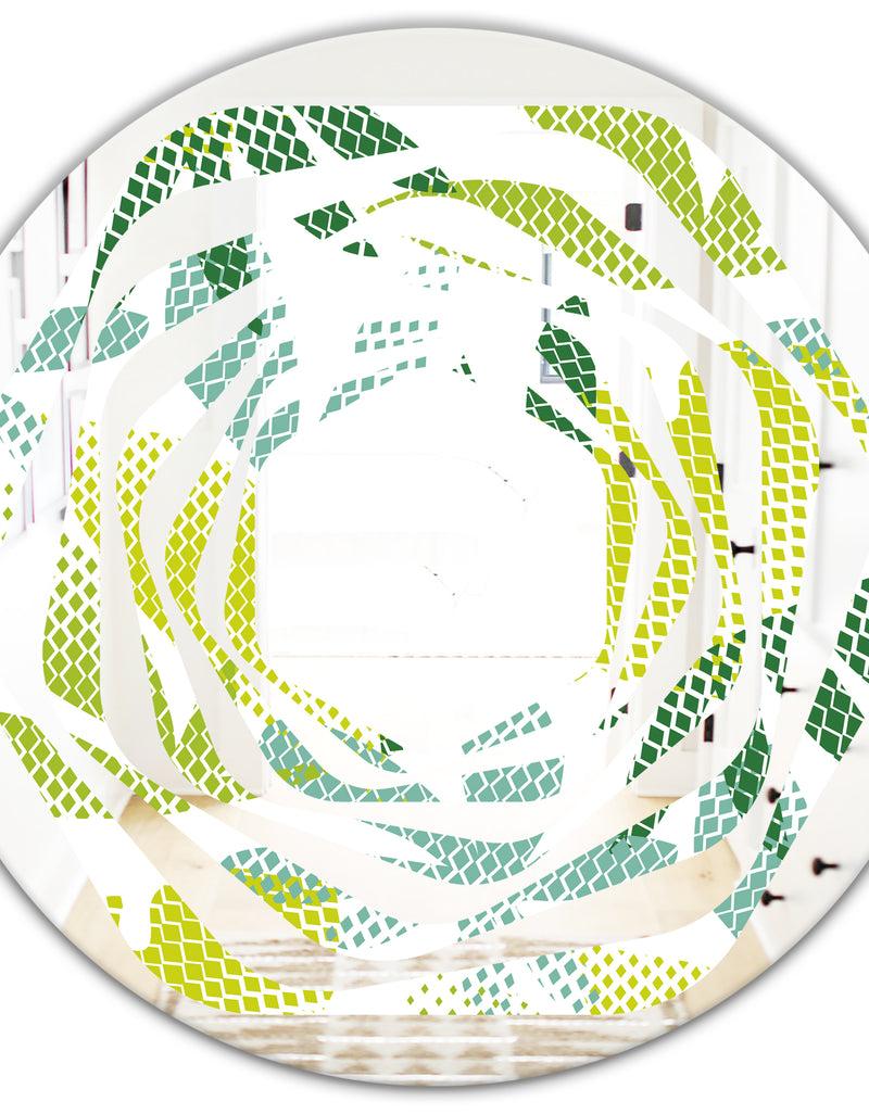 DesignQ Tropical Botanicals III - Modern Round Or Oval Wall Mirror - Whirl