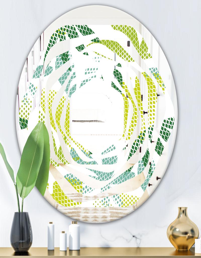 DesignQ Tropical Botanicals III - Modern Round Or Oval Wall Mirror - Whirl