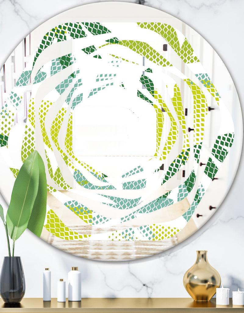 DesignQ Tropical Botanicals III - Modern Round or Oval Wall Mirror - Whirl