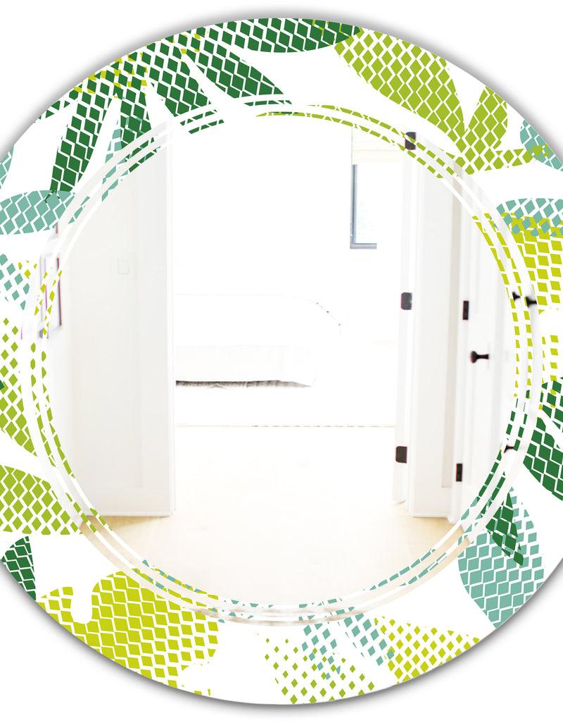 DesignQ Tropical Botanicals III - Modern Round Or Oval Wall Mirror - Triple C