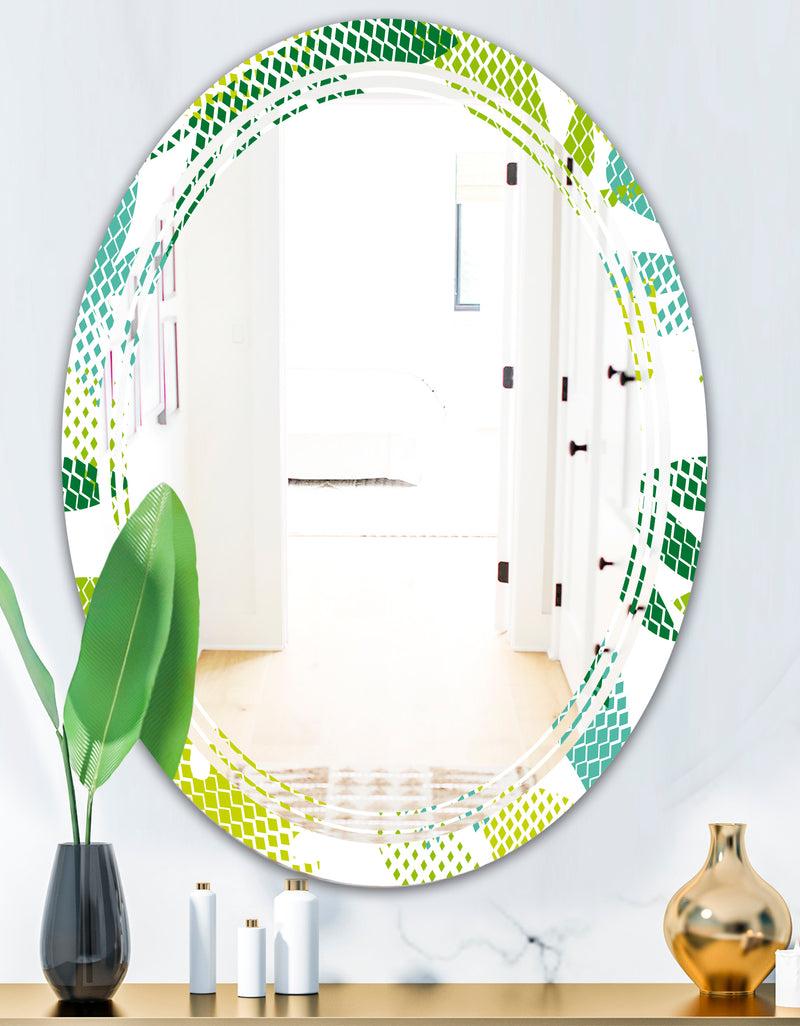 DesignQ Tropical Botanicals III - Modern Round Or Oval Wall Mirror - Triple C